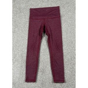 Lululemon Wunder Under Pants Womens 8 Red Heathered Herringbone Leggings 28x26.5